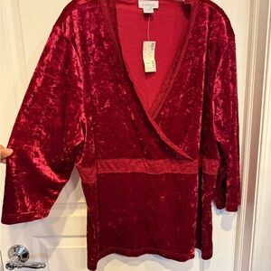 Avenue Women's Rich Red Velvet Shirt